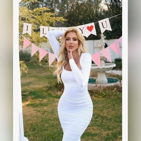 Ruched Bodycon Midi Dress #672 NWOT - Picture 9 of 12